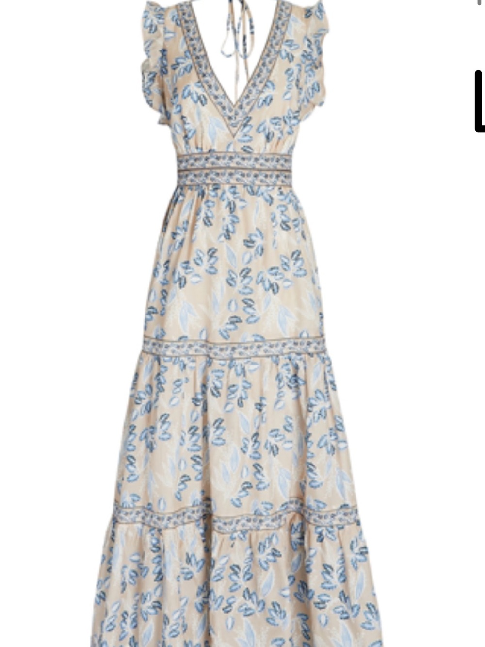 INTERMIX Orien Ruffled Silk-cotton Maxi Dress In Multi